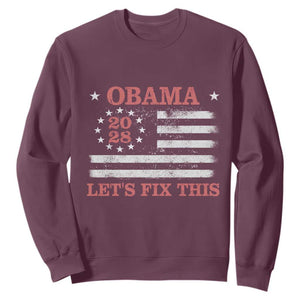 Obama 2028 Lets Fix This Sweatshirt Patriotic Vintage Flag Satire Gift