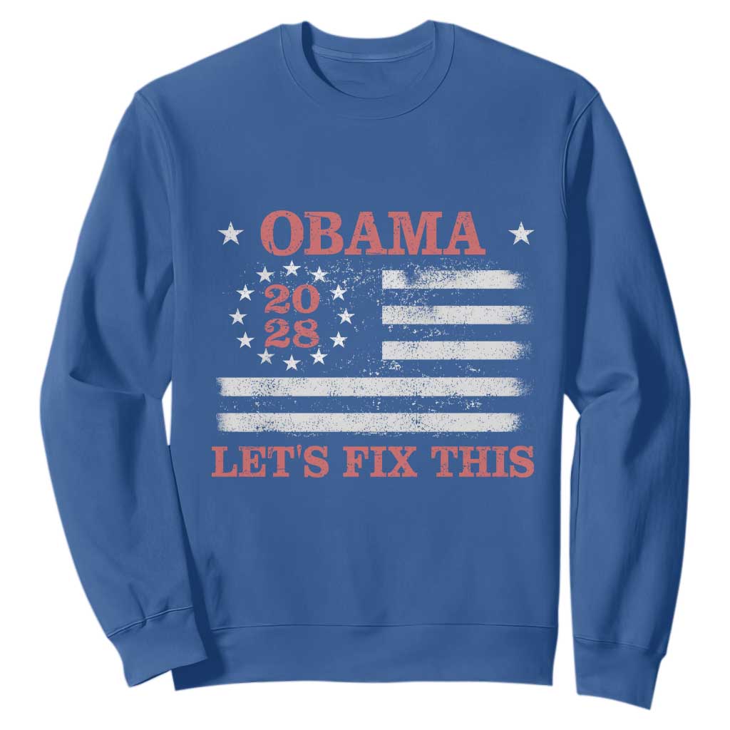 Obama 2028 Lets Fix This Sweatshirt Patriotic Vintage Flag Satire Gift