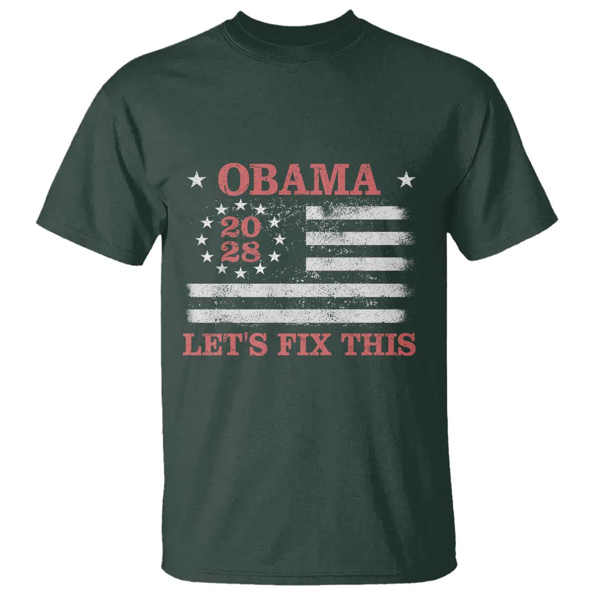 Obama 2028 Lets Fix This T Shirt Patriotic Vintage Flag Satire Gift