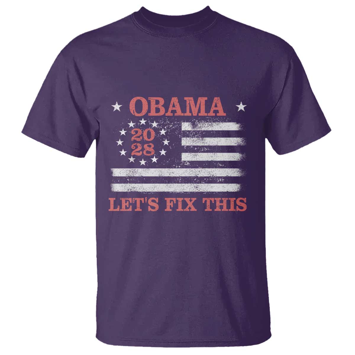 Obama 2028 Lets Fix This T Shirt Patriotic Vintage Flag Satire Gift