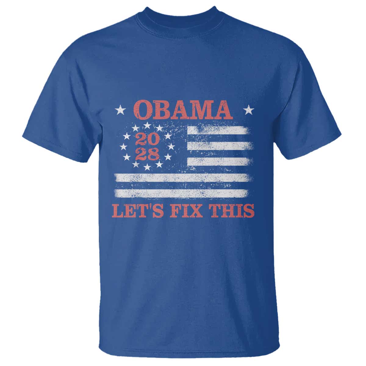 Obama 2028 Lets Fix This T Shirt Patriotic Vintage Flag Satire Gift