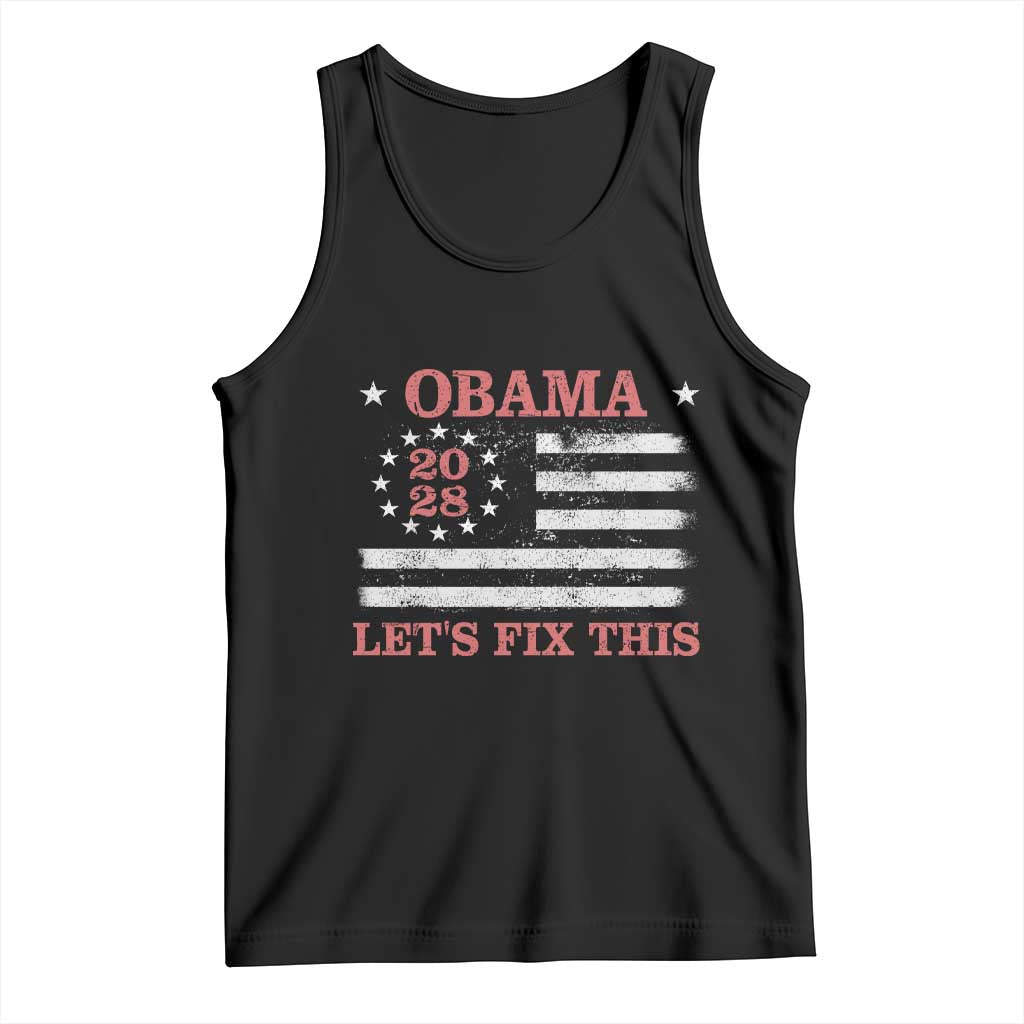 Obama 2028 Lets Fix This Tank Top Patriotic Vintage Flag Satire Gift