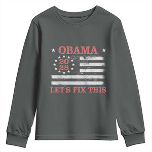 Obama 2028 Lets Fix This Youth Sweatshirt Patriotic Vintage Flag Satire Gift