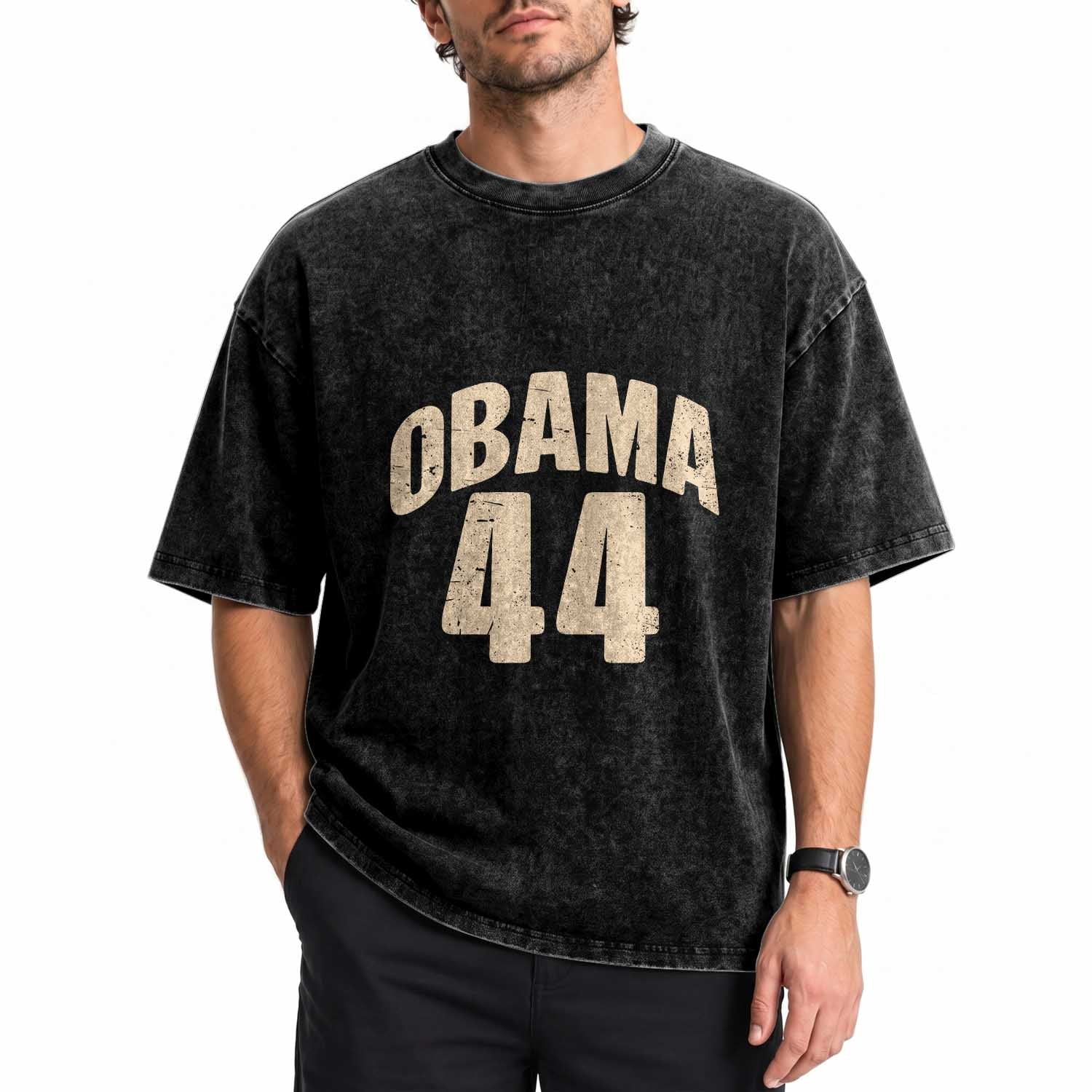 Obama 44 Vintage American History Nostalgia Gift Washed Cotton T-Shirt