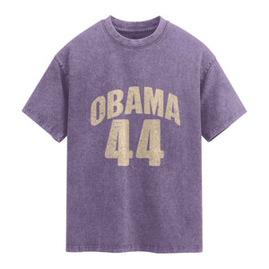 Obama 44 Vintage American History Nostalgia Gift Washed Cotton T-Shirt