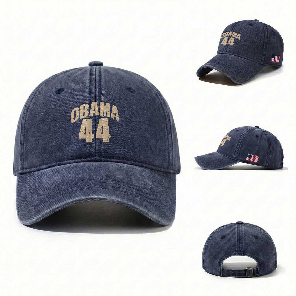 Obama 44 Vintage American History Nostalgia Gift Washed Cotton Baseball Cap