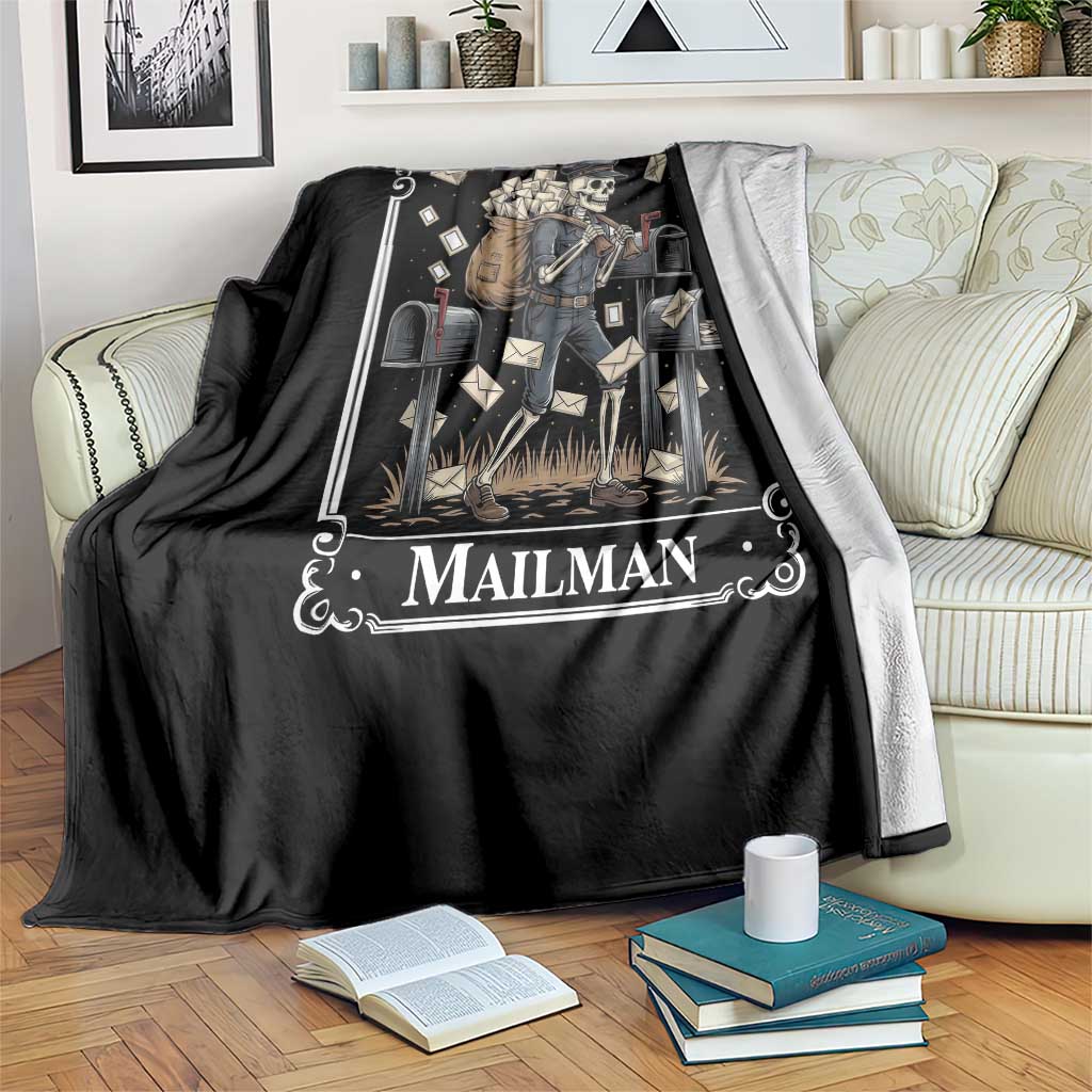 Skeleton Mailman Tarot Card Throw Blanket Funny Postal Worker Post Office Staff
