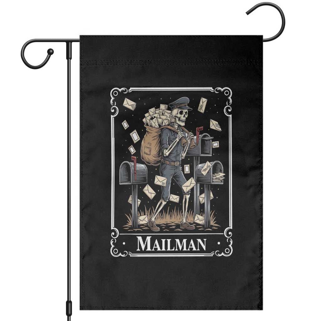 Skeleton Mailman Tarot Card Garden Flag Funny Postal Worker Post Office Staff