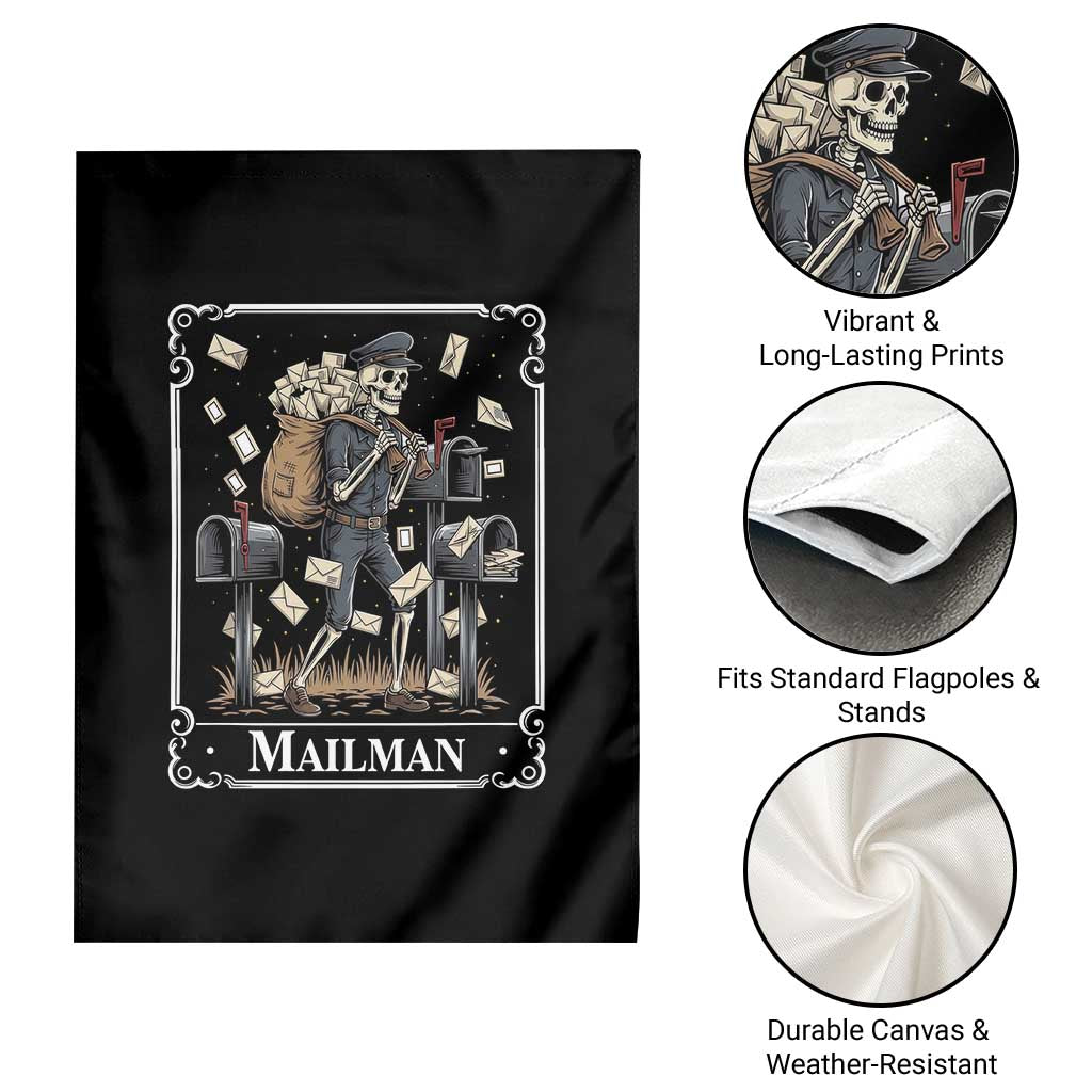 Skeleton Mailman Tarot Card Garden Flag Funny Postal Worker Post Office Staff