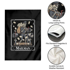 Skeleton Mailman Tarot Card Garden Flag Funny Postal Worker Post Office Staff