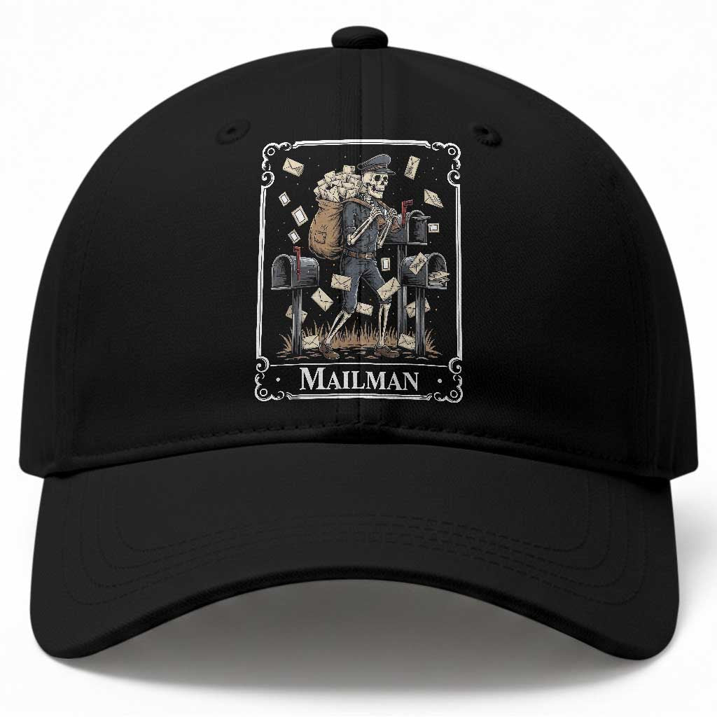 Skeleton Mailman Tarot Card Baseball Cap Funny Postal Worker Post Office Staff