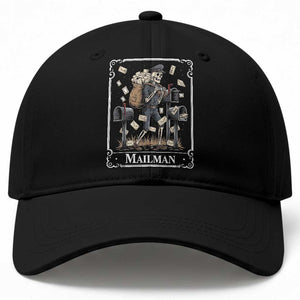 Skeleton Mailman Tarot Card Baseball Cap Funny Postal Worker Post Office Staff