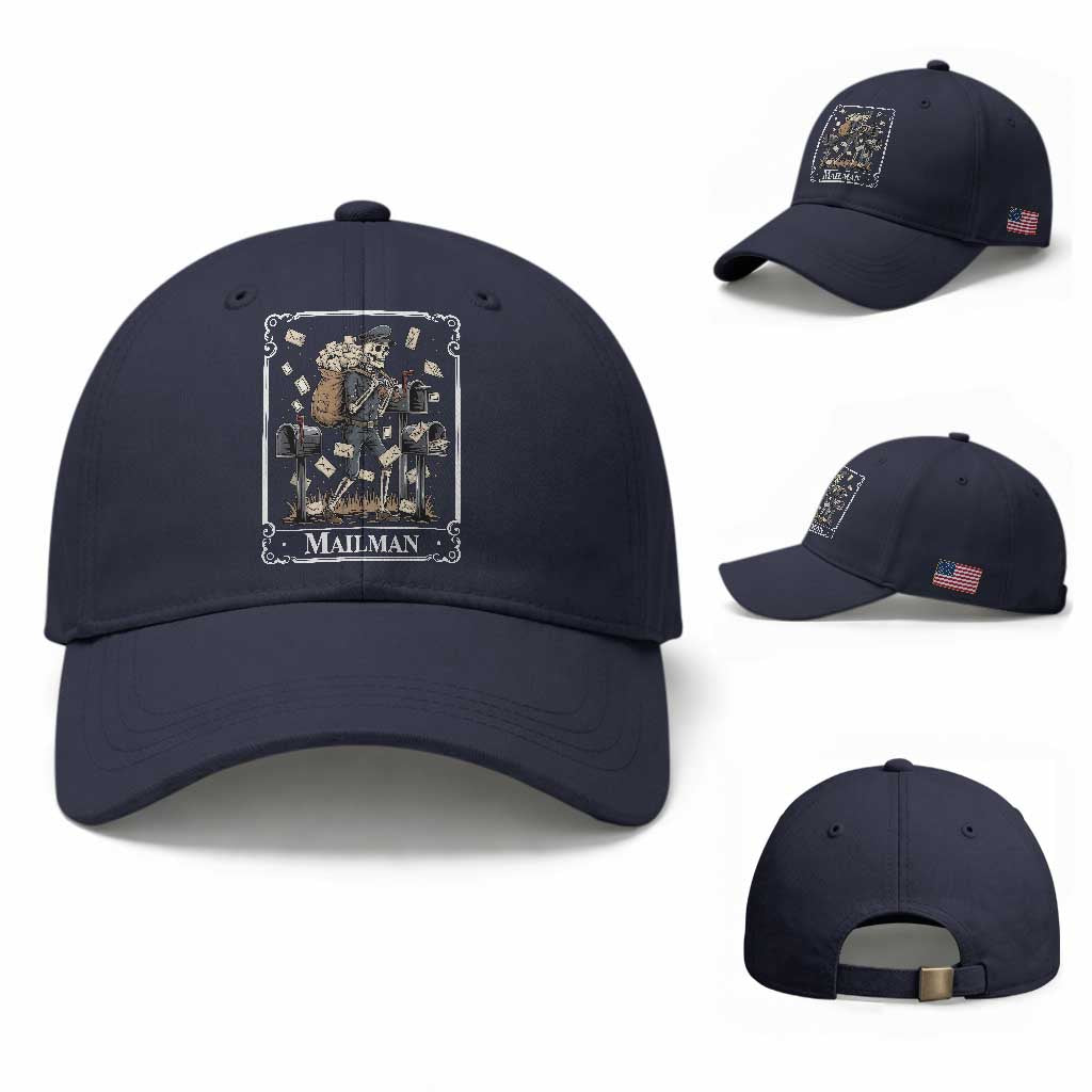 Skeleton Mailman Tarot Card Baseball Cap Funny Postal Worker Post Office Staff