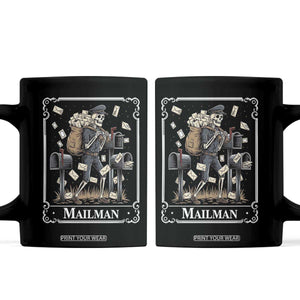 Skeleton Mailman Tarot Card Coffee Mug Funny Postal Worker Post Office Staff