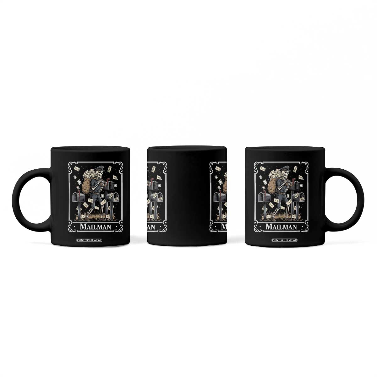Skeleton Mailman Tarot Card Coffee Mug Funny Postal Worker Post Office Staff