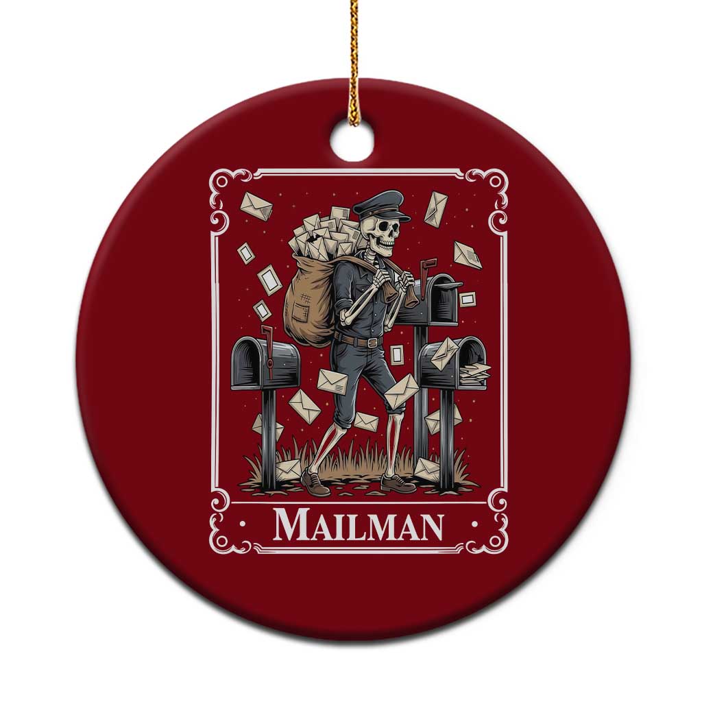 Skeleton Mailman Tarot Card Ceramic Ornament Funny Postal Worker Post Office Staff