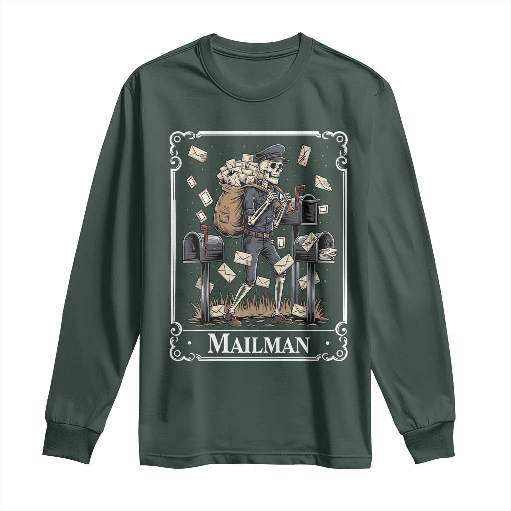 Skeleton Mailman Tarot Card Long Sleeve Shirt Funny Postal Worker Post Office Staff
