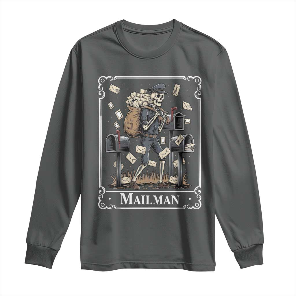 Skeleton Mailman Tarot Card Long Sleeve Shirt Funny Postal Worker Post Office Staff