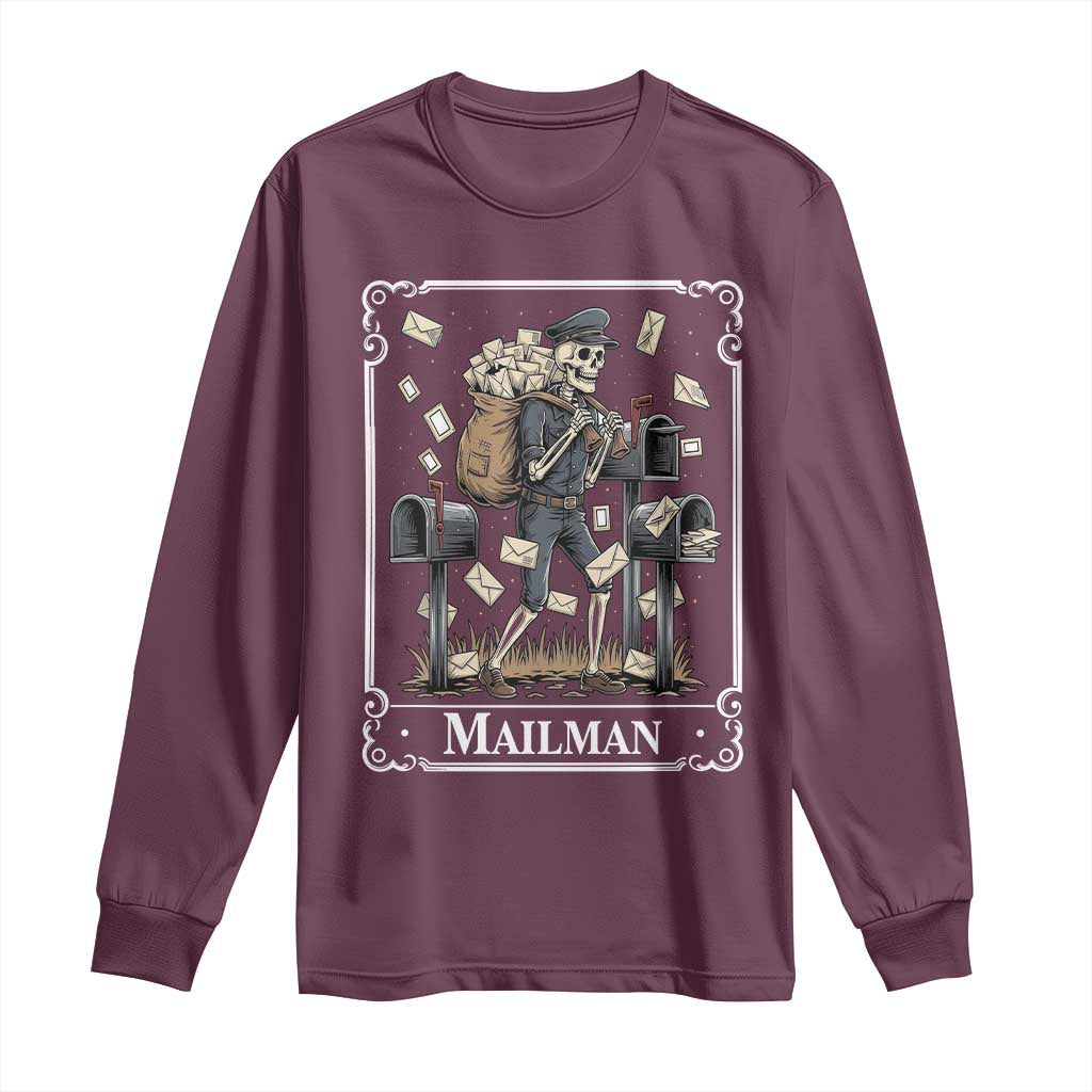 Skeleton Mailman Tarot Card Long Sleeve Shirt Funny Postal Worker Post Office Staff