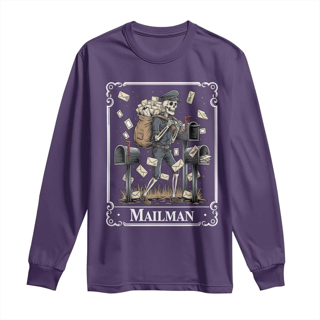 Skeleton Mailman Tarot Card Long Sleeve Shirt Funny Postal Worker Post Office Staff