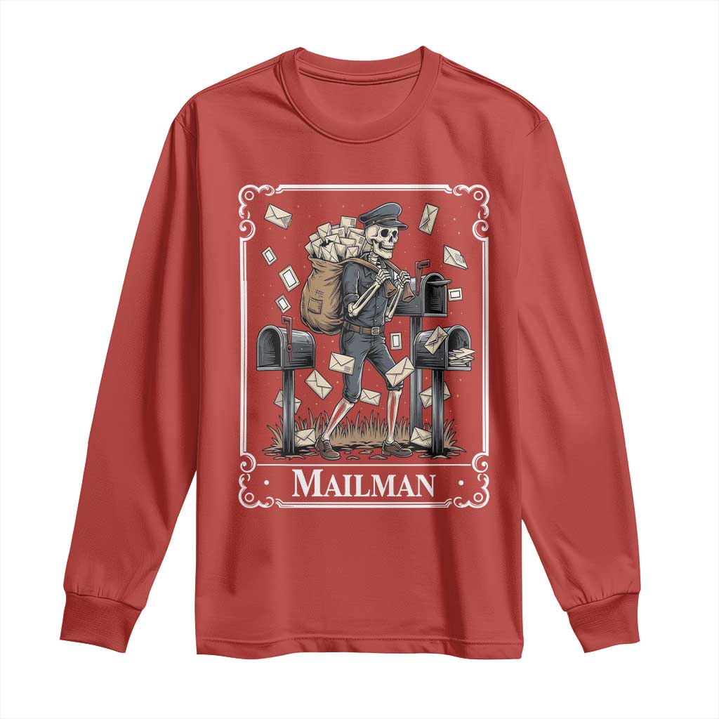 Skeleton Mailman Tarot Card Long Sleeve Shirt Funny Postal Worker Post Office Staff