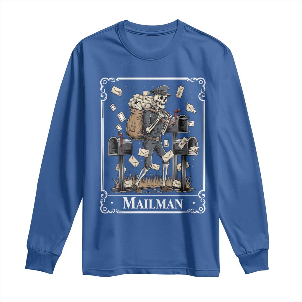 Skeleton Mailman Tarot Card Long Sleeve Shirt Funny Postal Worker Post Office Staff