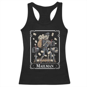 Skeleton Mailman Tarot Card Racerback Tank Top Funny Postal Worker Post Office Staff