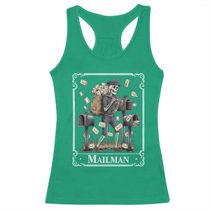 Skeleton Mailman Tarot Card Racerback Tank Top Funny Postal Worker Post Office Staff