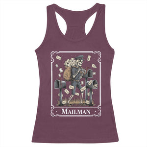 Skeleton Mailman Tarot Card Racerback Tank Top Funny Postal Worker Post Office Staff