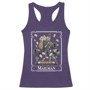 Skeleton Mailman Tarot Card Racerback Tank Top Funny Postal Worker Post Office Staff
