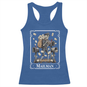 Skeleton Mailman Tarot Card Racerback Tank Top Funny Postal Worker Post Office Staff