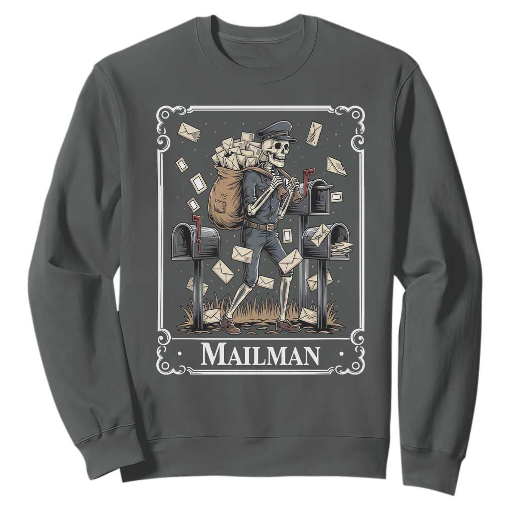 Skeleton Mailman Tarot Card Sweatshirt Funny Postal Worker Post Office Staff
