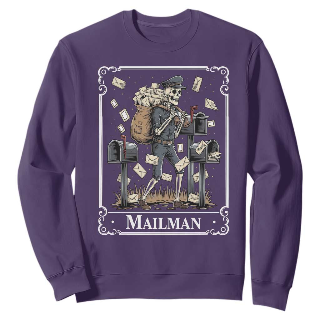 Skeleton Mailman Tarot Card Sweatshirt Funny Postal Worker Post Office Staff