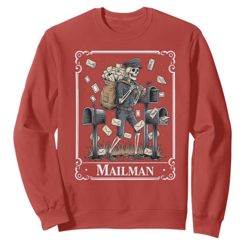 Skeleton Mailman Tarot Card Sweatshirt Funny Postal Worker Post Office Staff