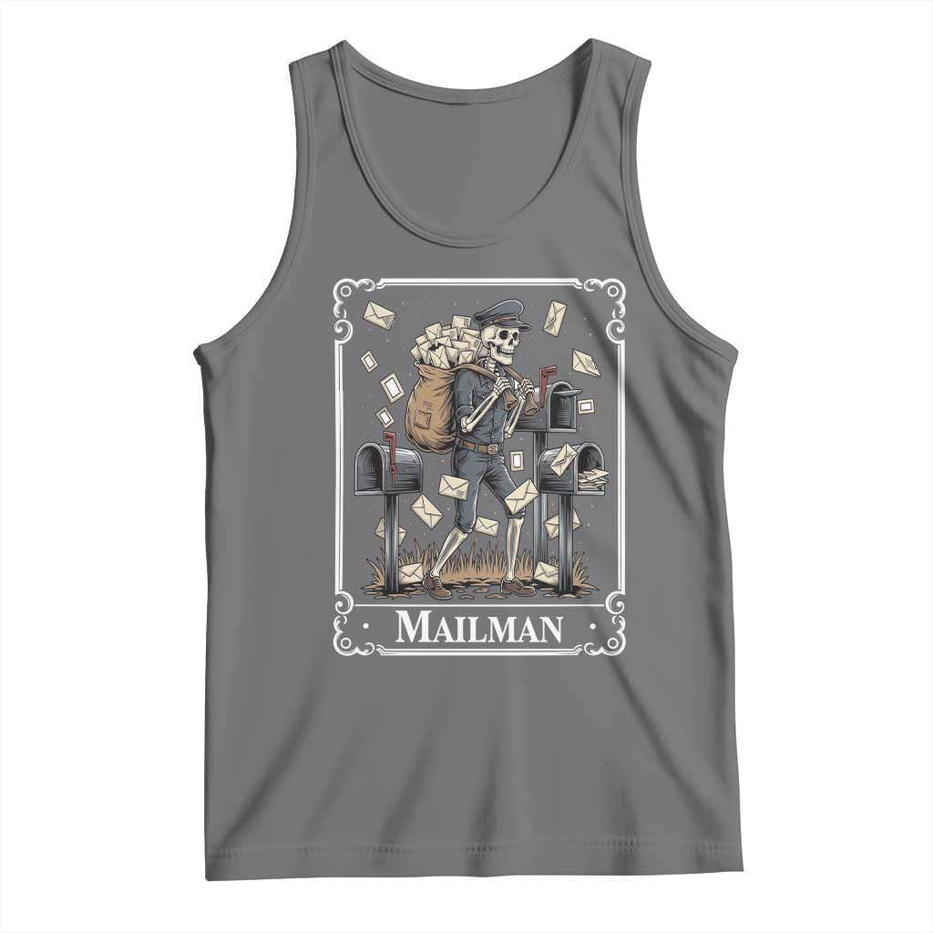Skeleton Mailman Tarot Card Tank Top Funny Postal Worker Post Office Staff