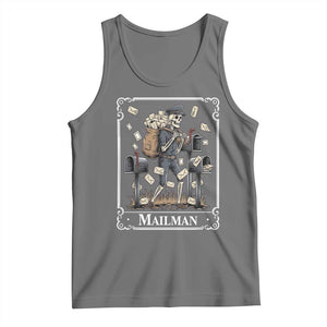 Skeleton Mailman Tarot Card Tank Top Funny Postal Worker Post Office Staff