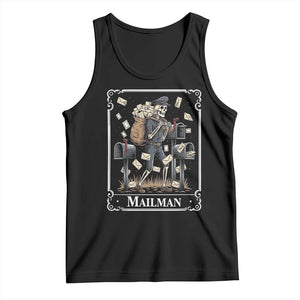 Skeleton Mailman Tarot Card Tank Top Funny Postal Worker Post Office Staff
