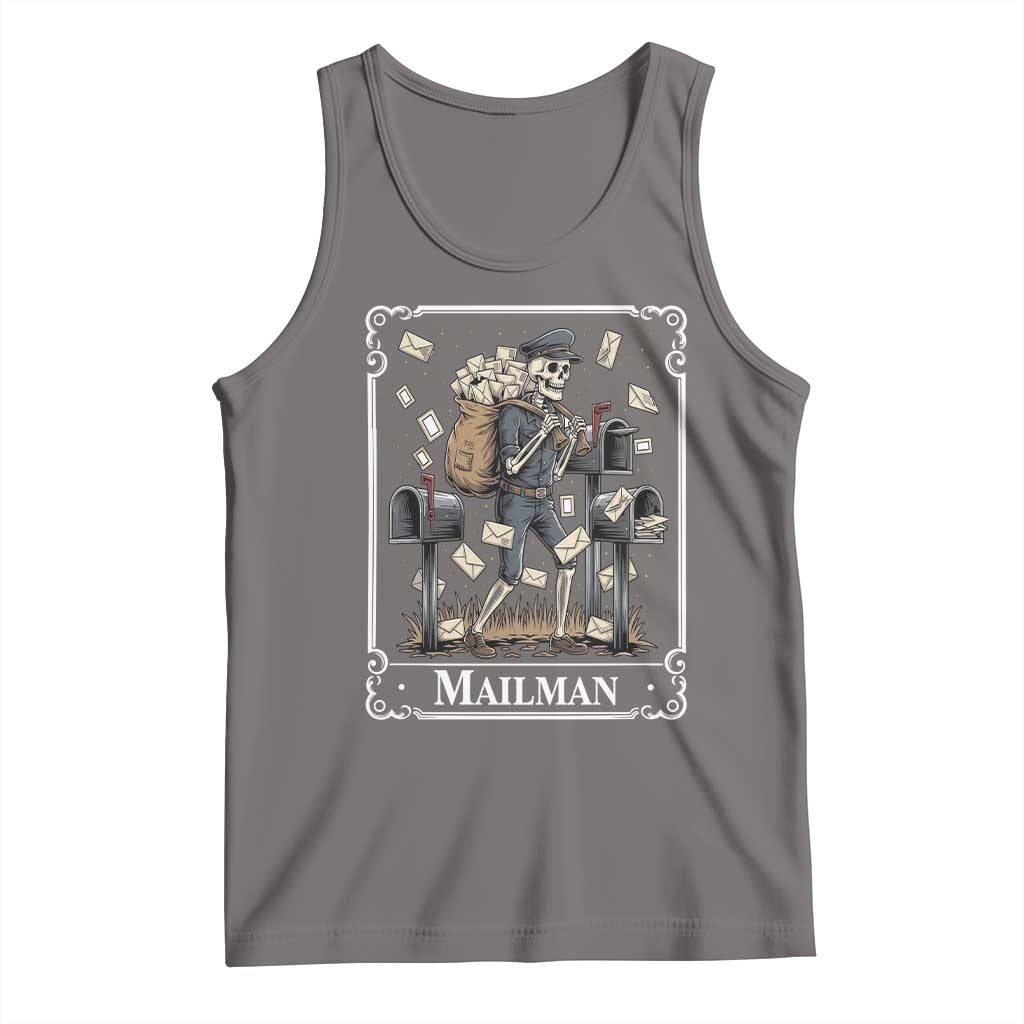 Skeleton Mailman Tarot Card Tank Top Funny Postal Worker Post Office Staff
