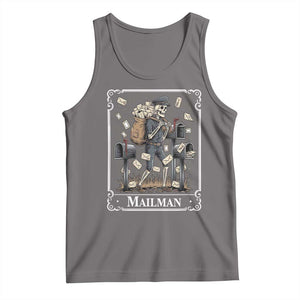Skeleton Mailman Tarot Card Tank Top Funny Postal Worker Post Office Staff