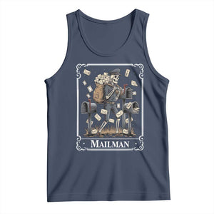 Skeleton Mailman Tarot Card Tank Top Funny Postal Worker Post Office Staff