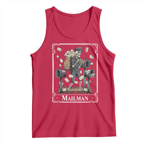 Skeleton Mailman Tarot Card Tank Top Funny Postal Worker Post Office Staff