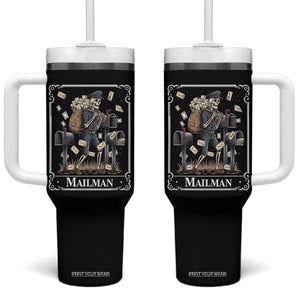 Skeleton Mailman Tarot Card Tumbler With Handle Funny Postal Worker Post Office Staff