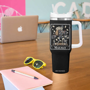 Skeleton Mailman Tarot Card Tumbler With Handle Funny Postal Worker Post Office Staff
