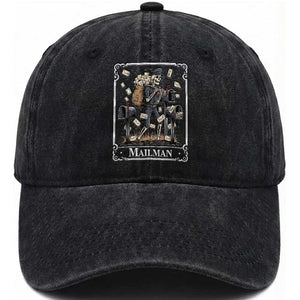 Skeleton Mailman Tarot Card Washed Cotton Baseball Cap Funny Postal Worker Post Office Staff