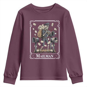 Skeleton Mailman Tarot Card Youth Sweatshirt Funny Postal Worker Post Office Staff