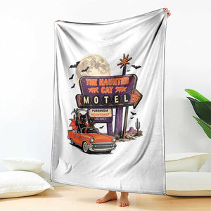 Halloween Haunted Cat Motel Throw Blanket Funny Meowschief Cat Lovers