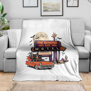Halloween Haunted Cat Motel Throw Blanket Funny Meowschief Cat Lovers