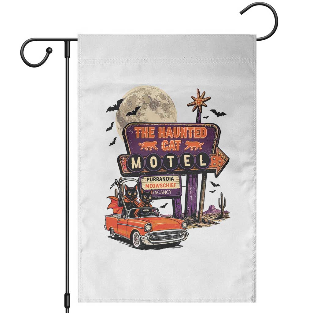 Halloween Haunted Cat Motel Garden Flag Funny Meowschief Cat Lovers
