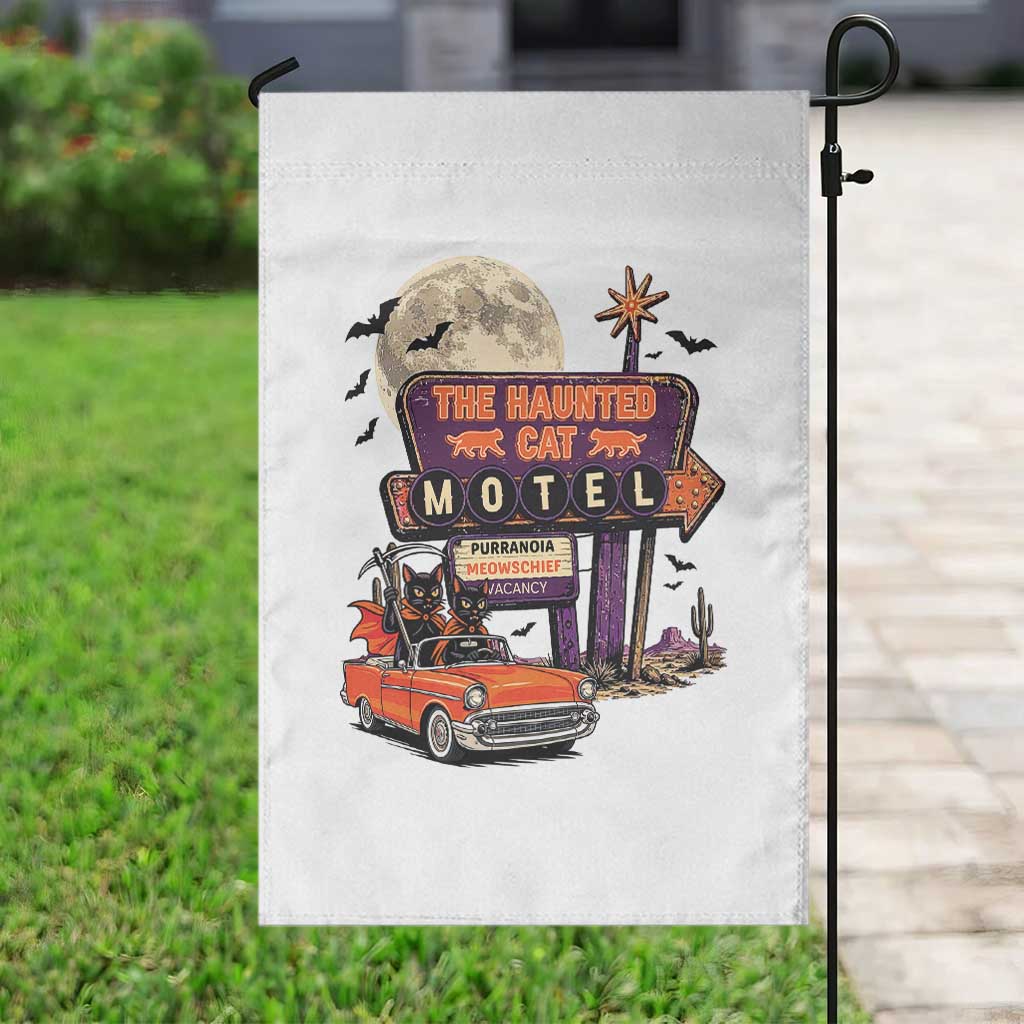 Halloween Haunted Cat Motel Garden Flag Funny Meowschief Cat Lovers