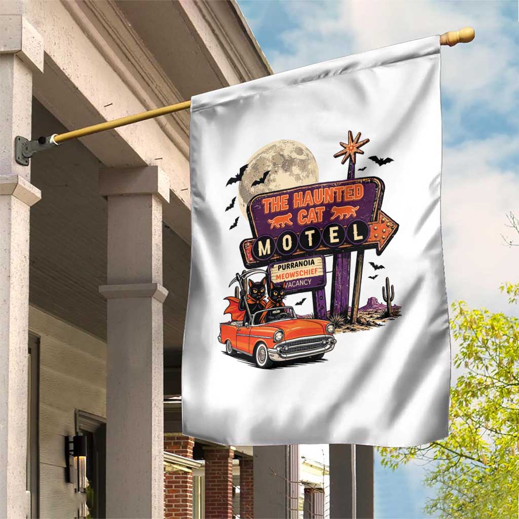Halloween Haunted Cat Motel Garden Flag Funny Meowschief Cat Lovers